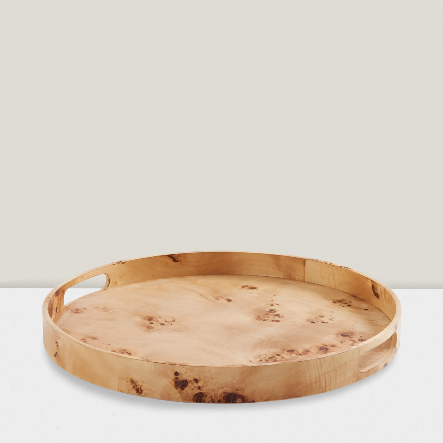 Round Burl Wood Tray