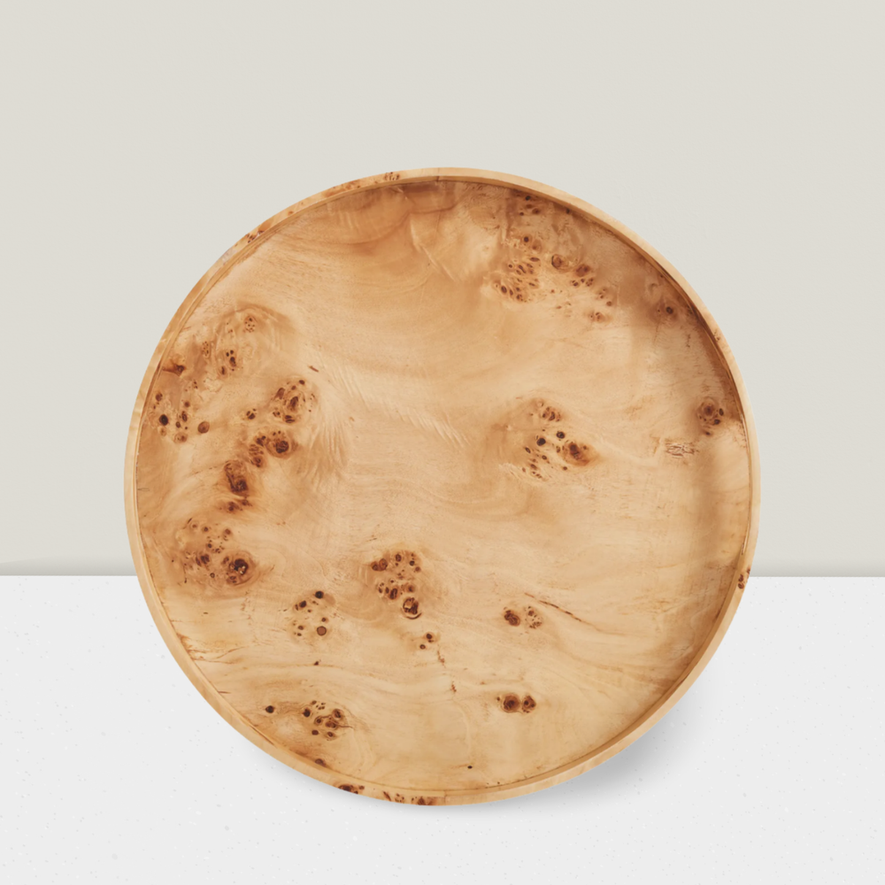 Round Burl Wood Tray