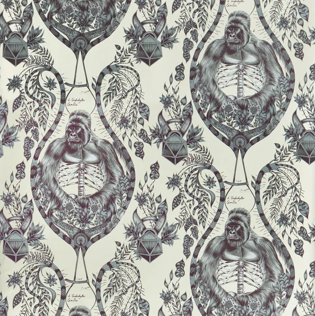 Clarke & Clarke, Emma J Shipley For C&C, Wilderie - Silverback in Gold Wallpaper