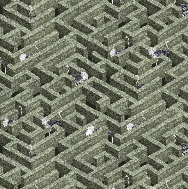 Kravet Couture, Josephine Munsey, Portfolio 1 - Labyrinth with Ostriches - 01 Wallpaper